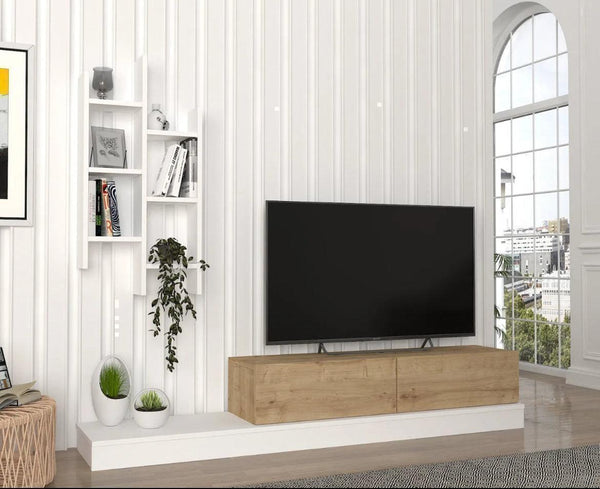 Meuble TV SAGE 180cm - chêne et blanc - HomeDeco