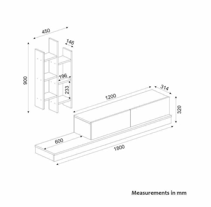 Meuble TV SAGE 180cm - chêne et blanc - HomeDeco