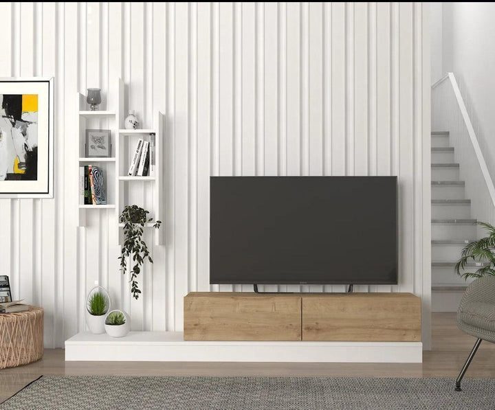 Meuble TV SAGE 180cm - chêne et blanc - HomeDeco