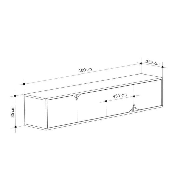 Meuble TV moderne SPARO 180 cm - Design suspendu - Noir et Blanc - HomeDeco