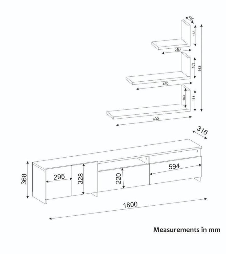 Meuble TV NORDIC 180cm - Noyer et blanc - HomeDeco