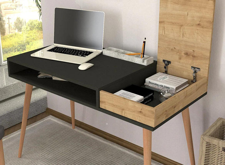 Bureau NANSI -chêne et noir- 120cm - HomeDeco