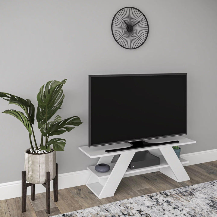 EVOR - Stand TV Moderne 120 Cm Blanc - HomeDeco
