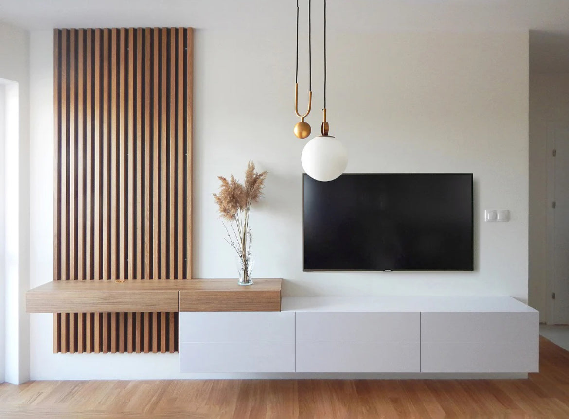 Meuble Tv Namir Avec Revetement mural en Bois HomeDeco