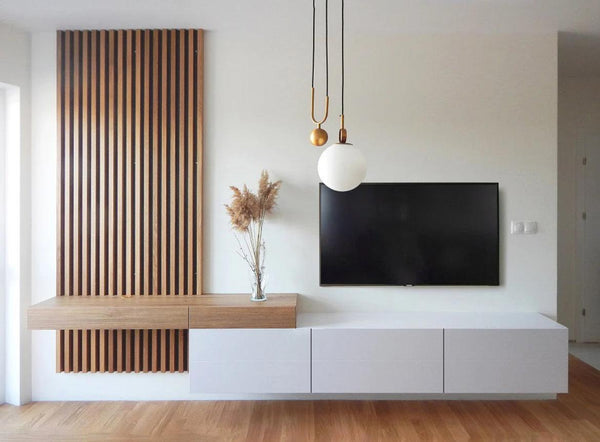 Meuble Tv Namir Avec Revetement mural en Bois - HomeDeco