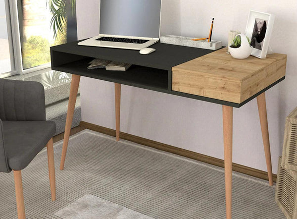 Bureau NANSI -chêne et noir- 120cm - HomeDeco