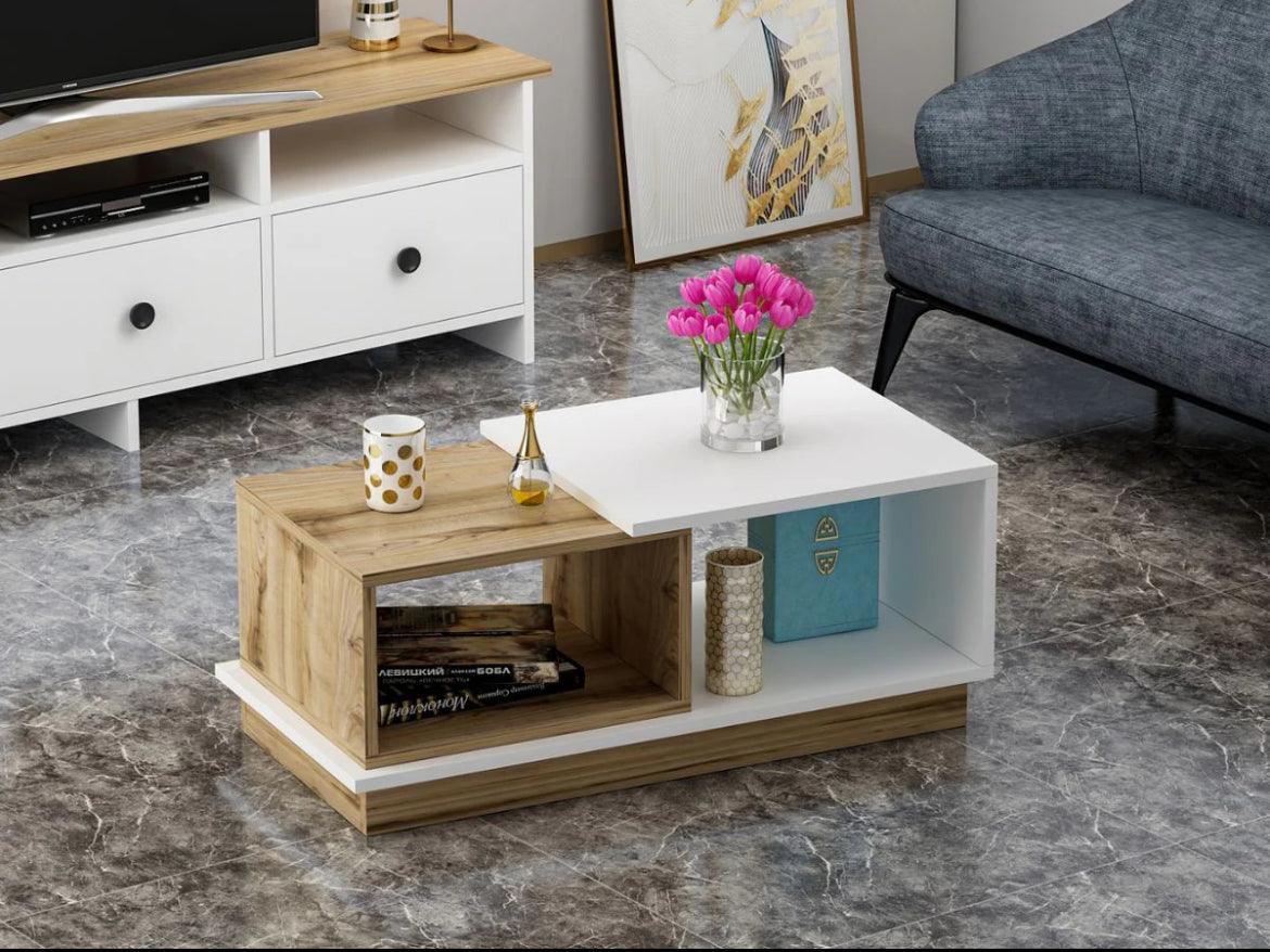 Table Basse CONCEPT, Blanc et Chene HomeDeco.ma