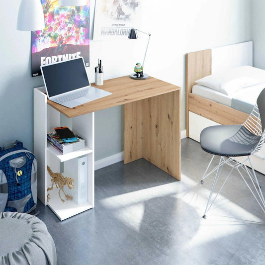 Bureau MOOD 100 cm - Blanc et chene HomeDeco.ma