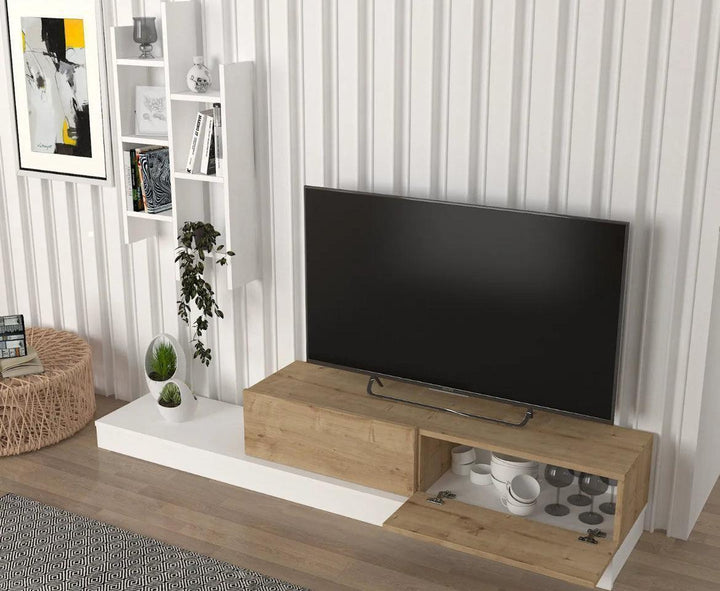 Meuble TV SAGE 180cm - chêne et blanc - HomeDeco