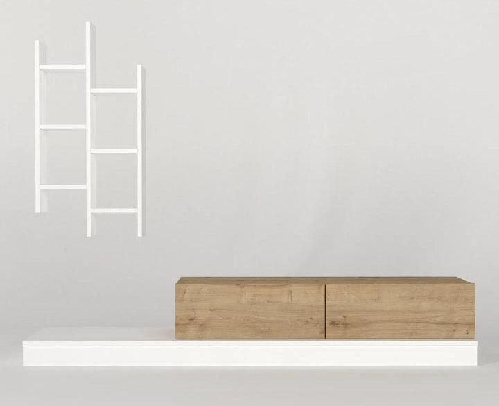 Meuble TV SAGE 180cm - chêne et blanc - HomeDeco