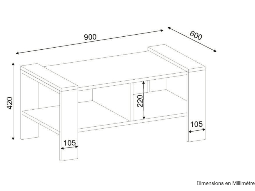 Table Basse ACIRE - Blanc et Noyer - Salon et séjour HomeDeco.ma