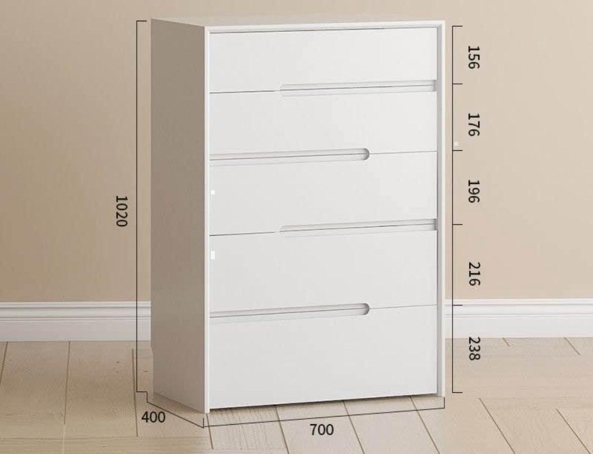 Commode RIO en bois avec 5 Tiroir - 70x40x102 cm - HomeDeco