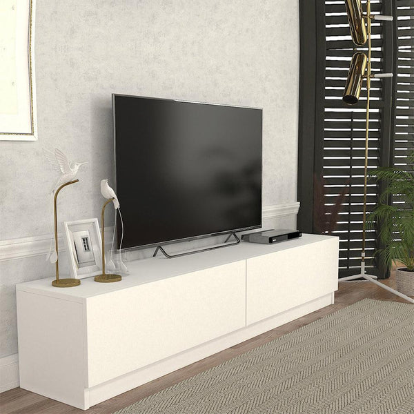 Meuble TV SHARK 160 cm à 2 portes - Blanc - Salon ou séjour - HomeDeco