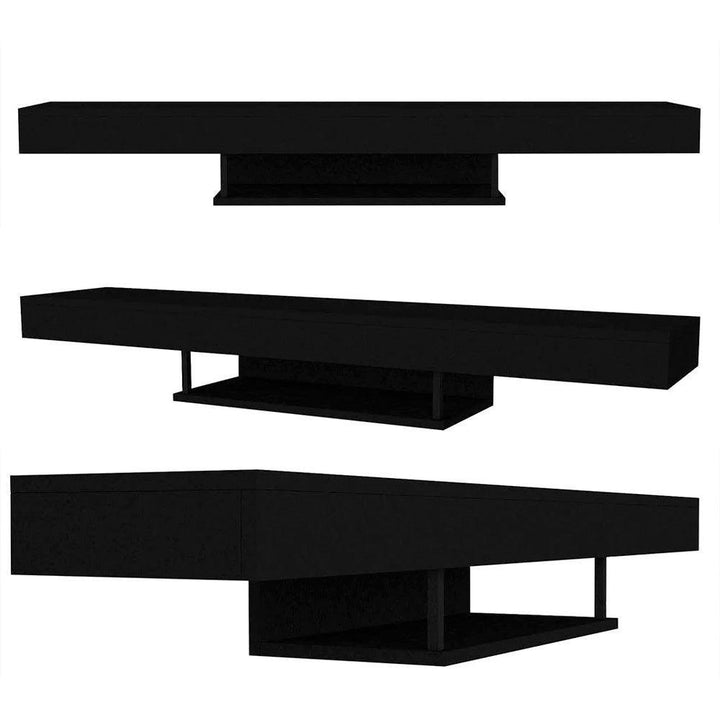 Meuble TV design suspendu avec Eclairage LED ALBERET 150 cm - Noir - HomeDeco