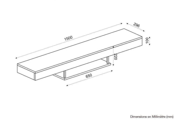 Meuble TV design suspendu avec Eclairage LED ALBERET 150 cm - Noir - HomeDeco