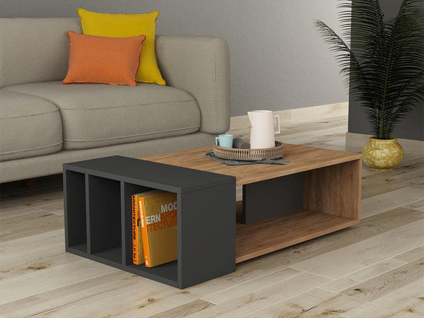 Table Basse pour séjour ANITA - Chêne et Gris Anthracite