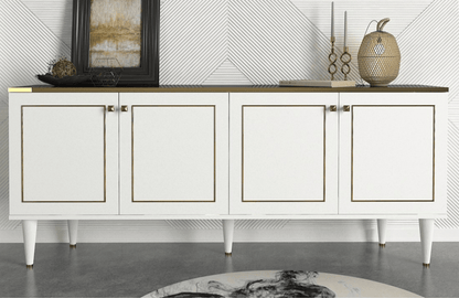 Buffet Console ANNEVAR - Blanc, Effet Marbre et Doré - Entrée et séjour HomeDeco.ma