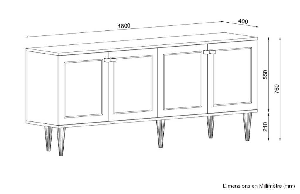 Buffet Console ANNEVAR - Blanc, Effet Marbre et Doré - Entrée et séjour HomeDeco.ma