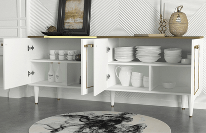 Buffet Console ANNEVAR - Blanc, Effet Marbre et Doré - Entrée et séjour HomeDeco.ma