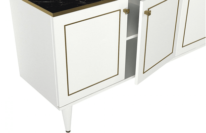 Buffet Console ANNEVAR - Blanc, Effet Marbre et Doré - Entrée et séjour HomeDeco.ma