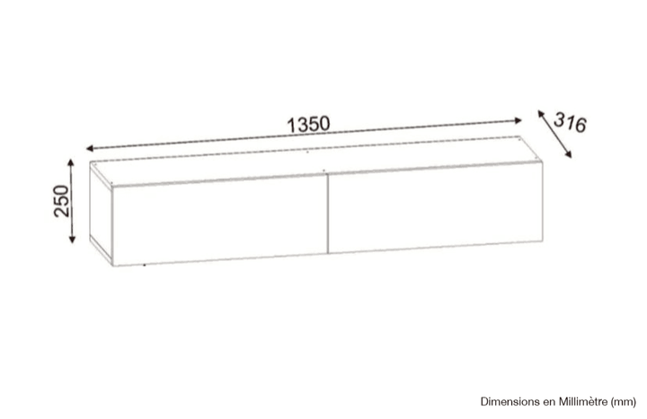 Stand TV Suspendu IRIS 135cm - Chêne et Noir - Ameublement d'intérieur Maroc - HomeDeco