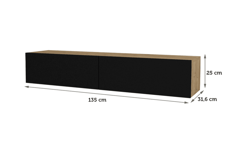 Stand TV Suspendu IRIS 135cm - Chêne et Noir - Ameublement d'intérieur Maroc - HomeDeco
