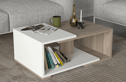 Table basse ATERAM - Blanc et Gris Cordoba HomeDeco.ma