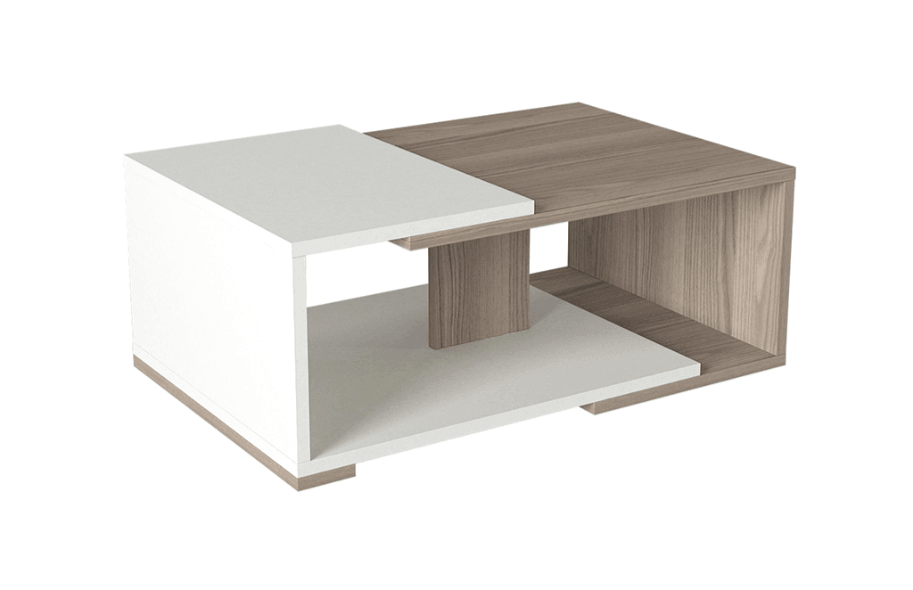 Table basse ATERAM - Blanc et Gris Cordoba HomeDeco.ma