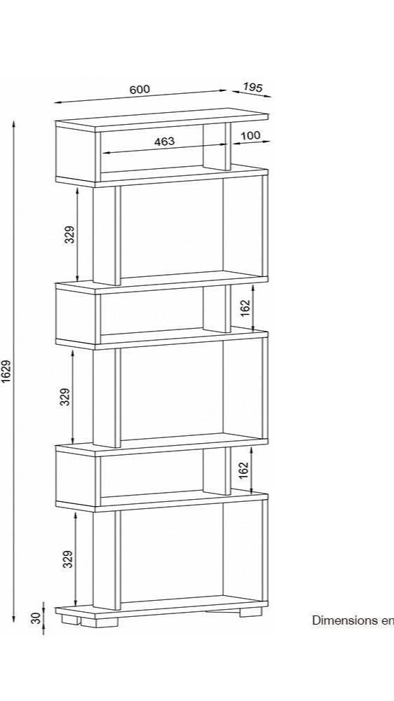 Bibliothèque à étagères BLOCK 163 cm - Chêne et noyer HomeDeco.ma