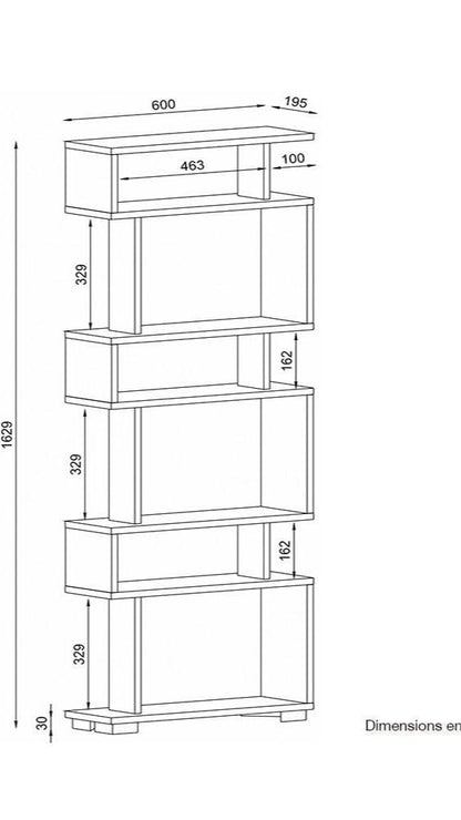 Bibliothèque à étagères BLOCK 163 cm - Chêne et noyer HomeDeco.ma