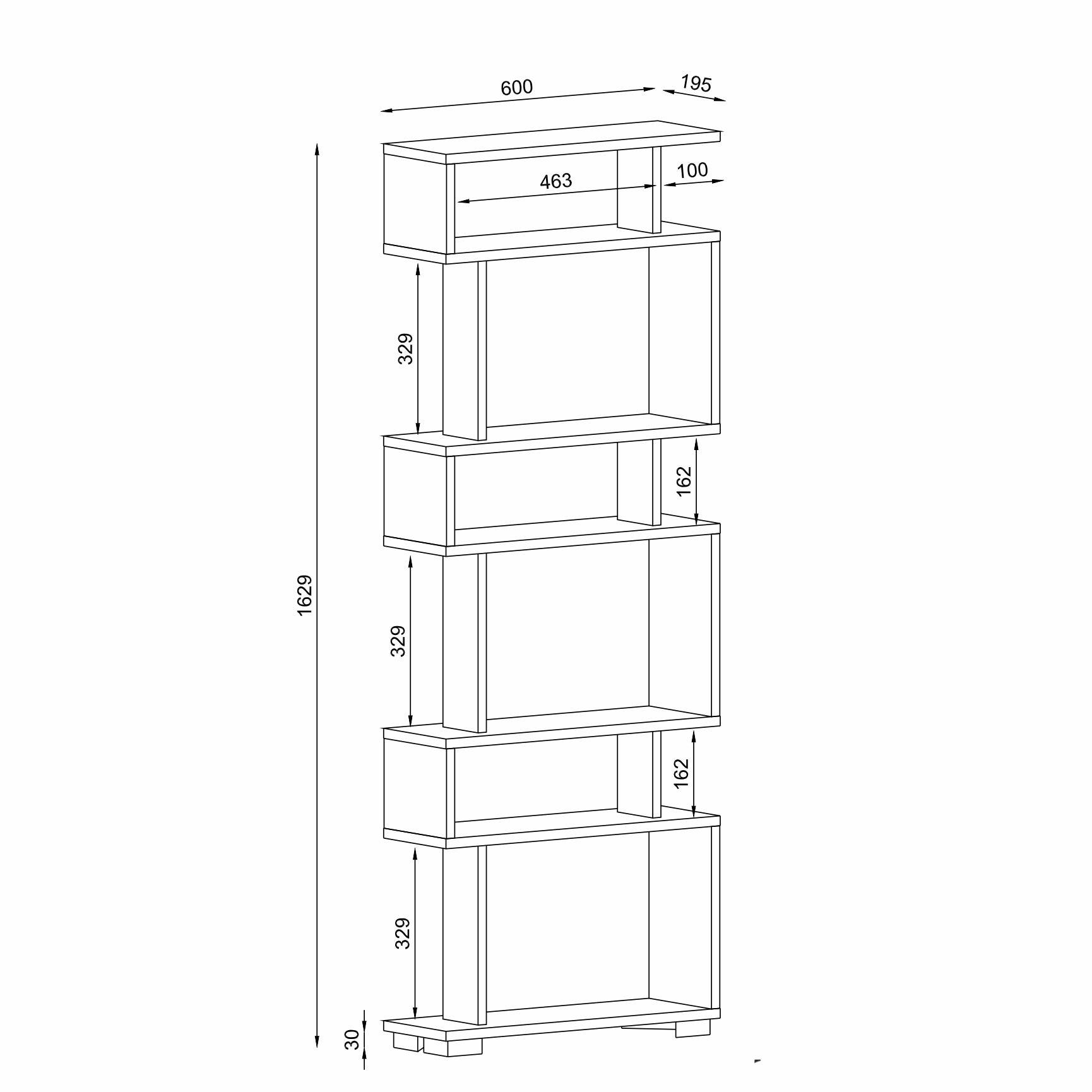 Bibilothèque BLOK -blanc et bois- 162cm HomeDeco.ma