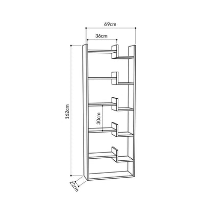 Bibliothèque à étagères de rangement OPPA 162 cm - Blanc HomeDeco.ma