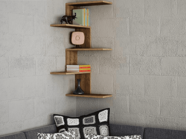 Étagère d'Angle CANIKO - Noyer - HomeDeco
