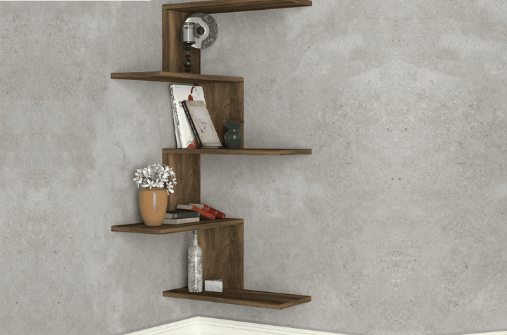 Étagère d'Angle CANIKO - Noyer - HomeDeco