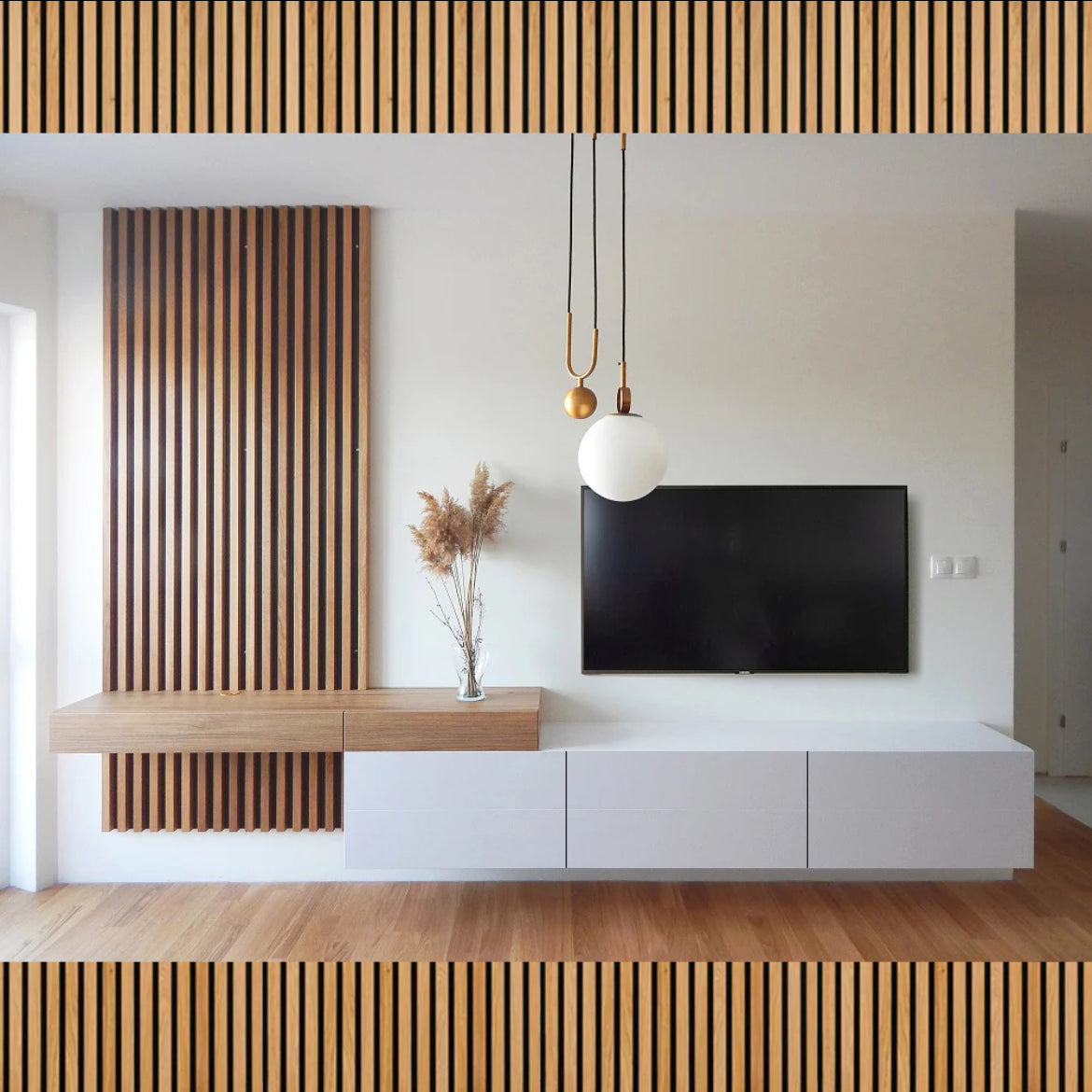 Meuble Tv Namir Avec Revetement mural en Bois HomeDeco