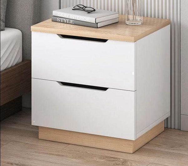Table de chevet VIENA en bois avec 2 Tiroirs - 40x33x40 cm - HomeDeco
