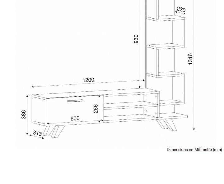 Meuble TV à design moderne CEREN 150 cm - Chêne et blanc - HomeDeco