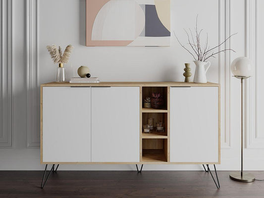 Console Buffet CLARA 142 cm - Chêne et Blanc - entrée et séjour HomeDeco.ma