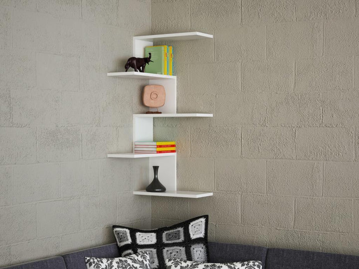 Étagère d'Angle CANIKO - Blanc - HomeDeco