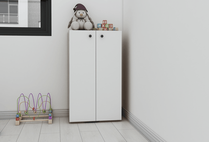 Armoire Land Blanc et Noyer polyvalente avec 2 porte HomeDeco