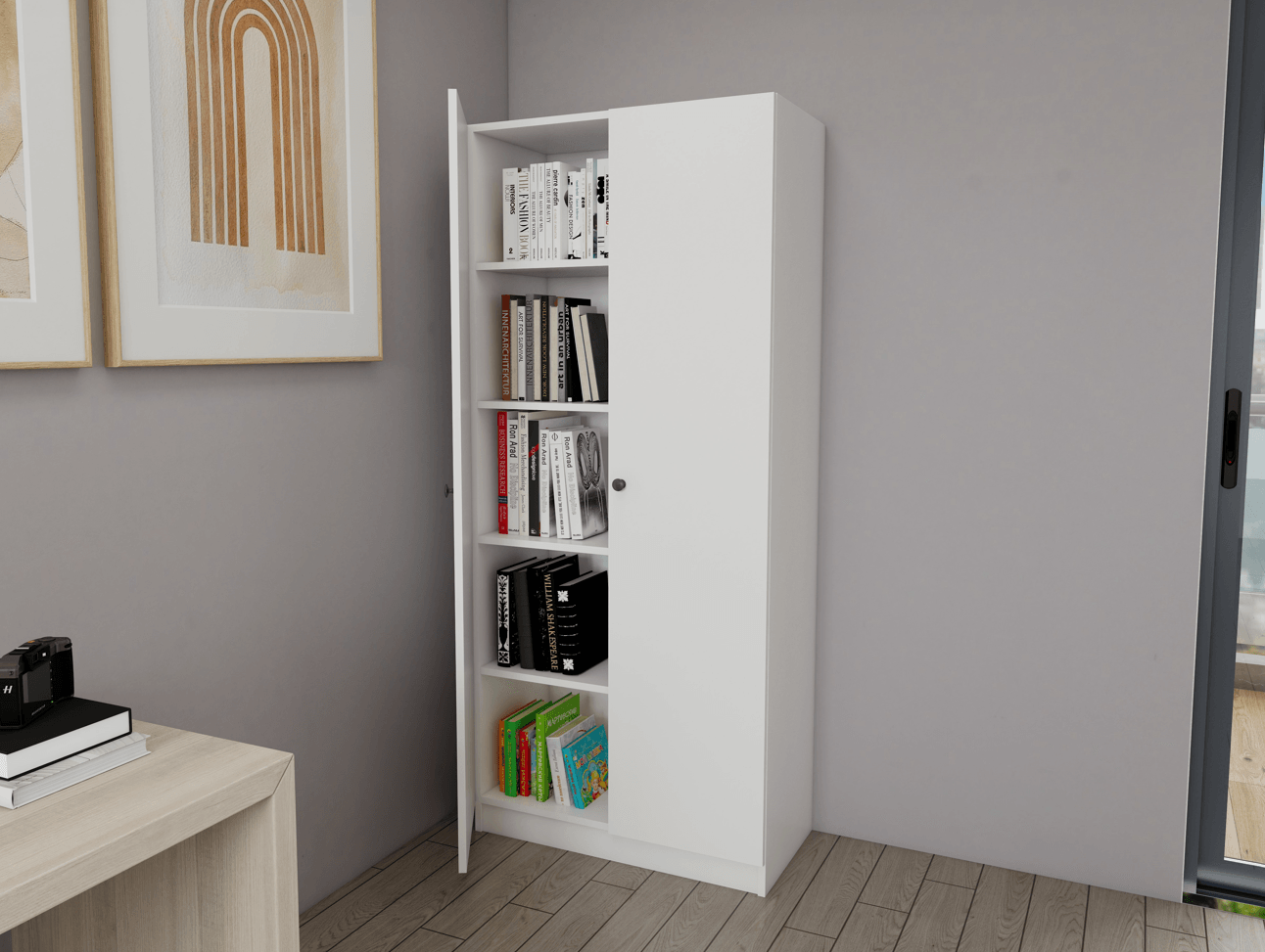 Armoire Blanc - 185 cm - avec 2 porte HomeDeco