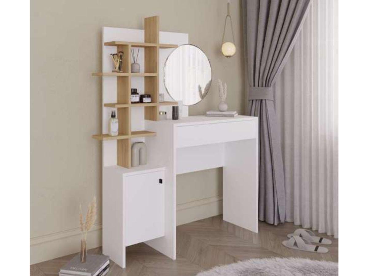 Coiffeuse MUP - blanc - chêne HomeDeco.ma