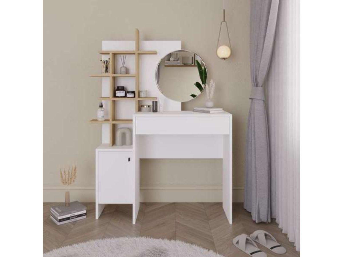 Coiffeuse MUP - blanc - chêne HomeDeco.ma