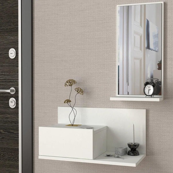 Coiffeuse suspendue avec miroir DRAX blanc - HomeDeco