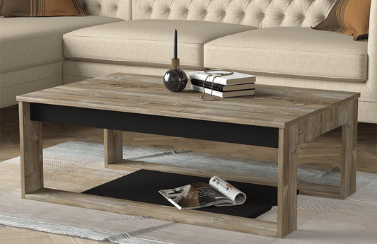 Table Basse COSTA 110cm - Motif Bois Chêne Gris - Salon et séjour HomeDeco.ma