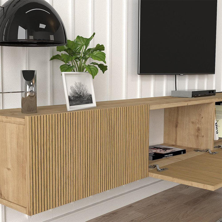 Meuble TV design suspendu LARAVE 180 cm - Chêne YUNUS - HomeDeco