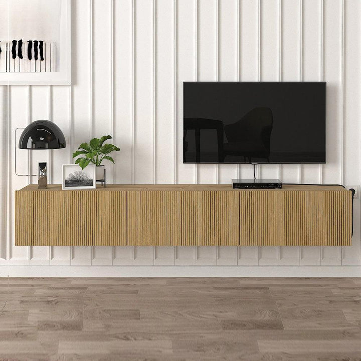 Meuble TV design suspendu LARAVE 180 cm - Chêne YUNUS - HomeDeco