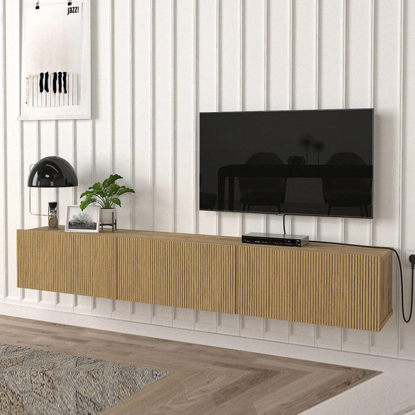 Meuble TV design suspendu LARAVE 180 cm - Chêne YUNUS - HomeDeco