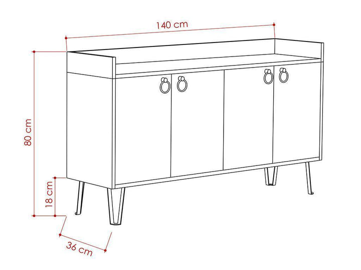 Console Buffet d'entrée DEA 140 cm - Blanc et Light Mocha - HomeDeco