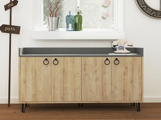 Console Buffet d'entrée DEA 140 cm - Chêne et Gris Anthracite HomeDeco.ma